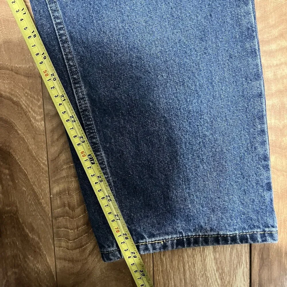 Levis 505 Jeans Size 42 X 30 Blue Medium Wash Workwear Casual Straight Leg Denim